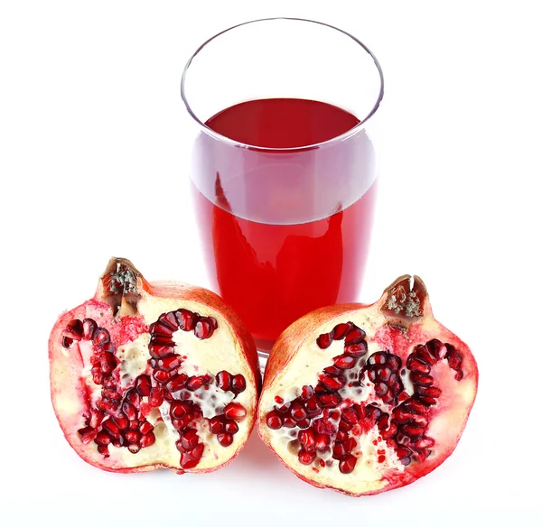 Granatapfel und ein Glas Saft — Stockfoto