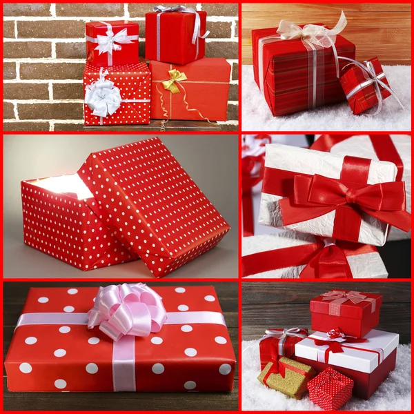 Christmas gifts collage — Stock Photo, Image
