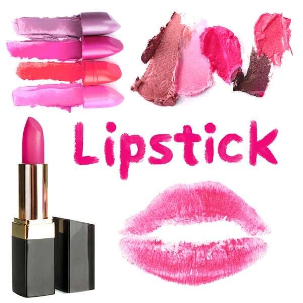 Collage of different lipsticks — Stock Photo, Image