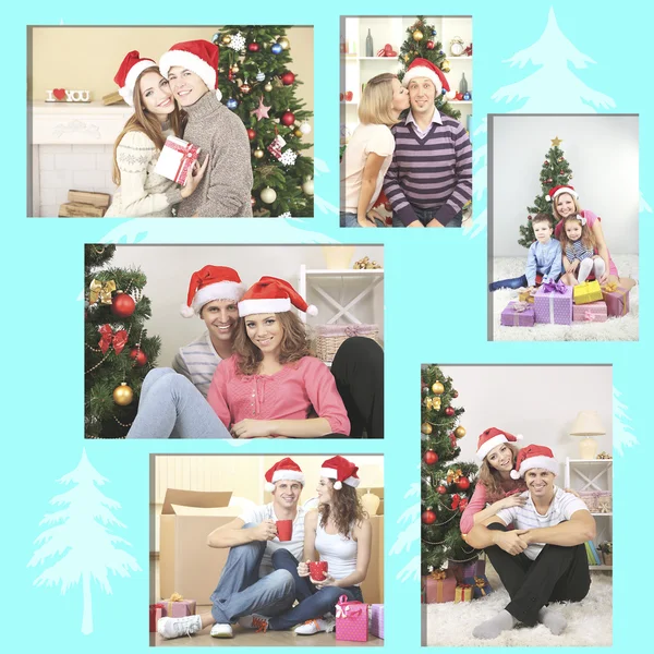 Kerstmis Collage Gelukkig Jongeren — Stockfoto