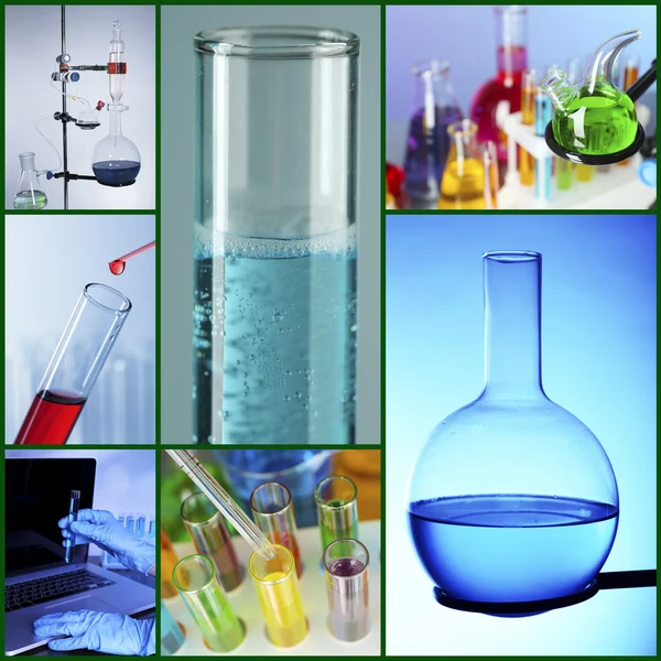 Concepto químico. Collage de laboratorio — Foto de Stock