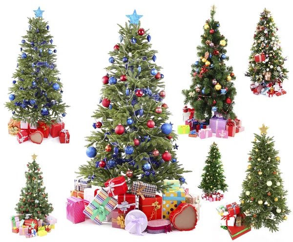 Alberi di Natale con collage regali — Foto Stock