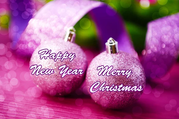 Christmas balls, on color background — Stock Photo, Image