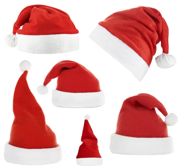 Colagem de chapéus de Santa — Fotografia de Stock