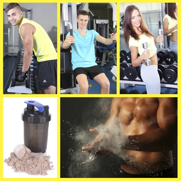 Collage Idrottsmän Och Sport Nutrition — Stockfoto