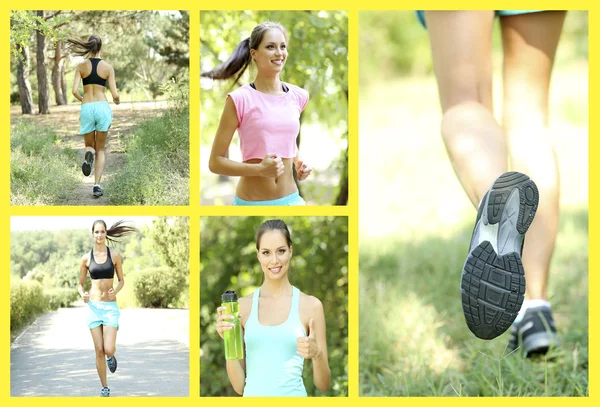 Collage deportivo. Correr. — Foto de Stock