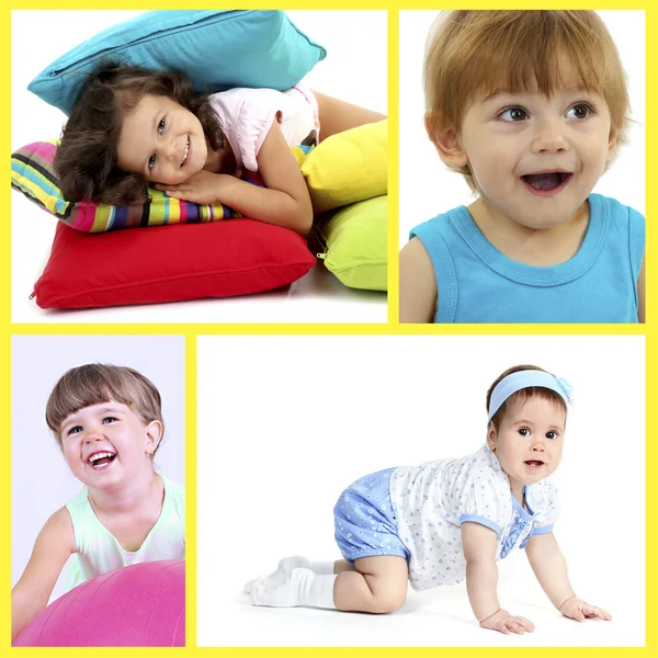 Söta små barn collage — Stockfoto