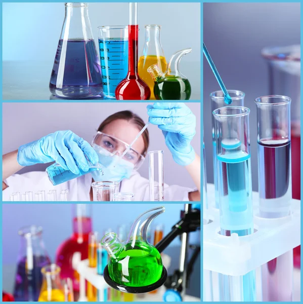 Chemie concept. Lab Collage — Stockfoto