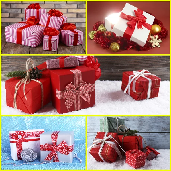 Regalos de Navidad collage — Foto de Stock