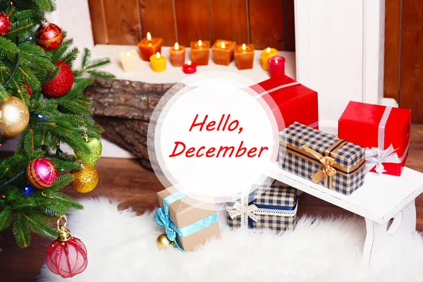 Hello December, greeting card — Stock Photo, Image