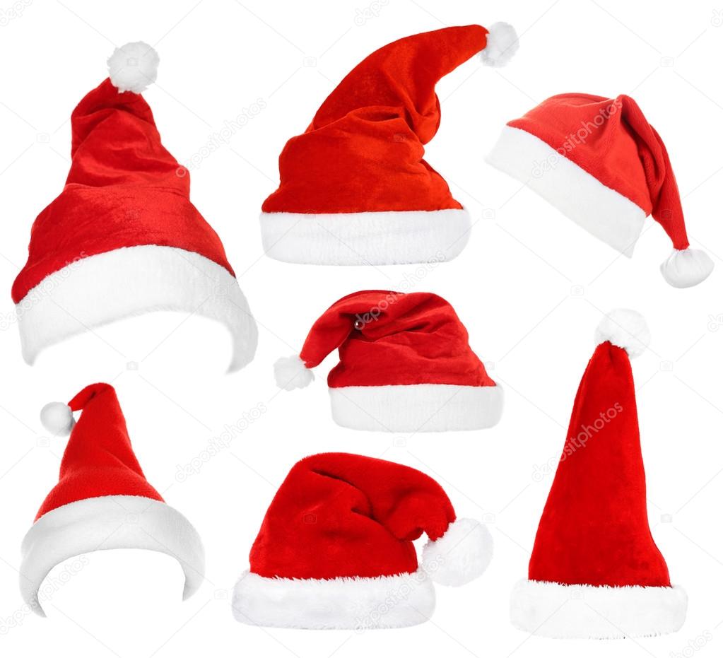 Collage of Santa hats