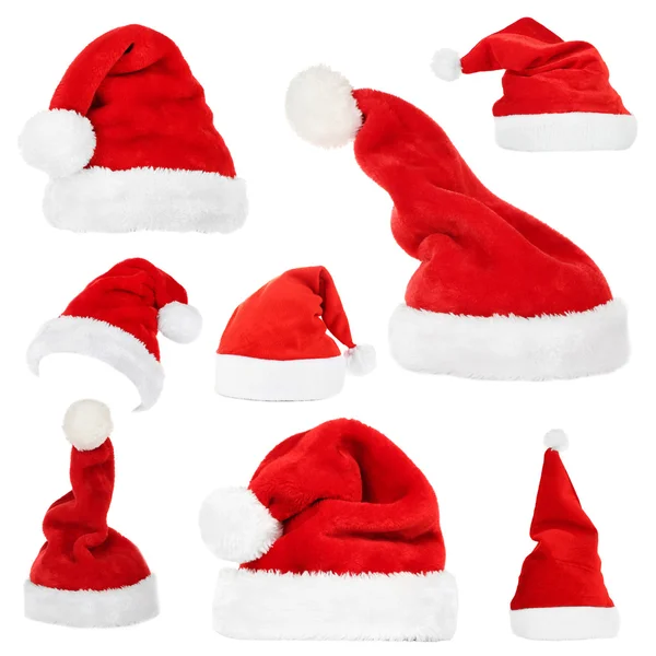 Collage di cappelli Babbo Natale — Foto Stock