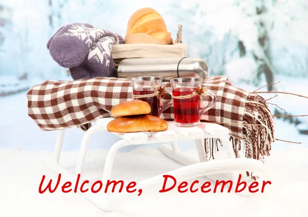 Welcome,  December. Greeting card — Stock Photo, Image