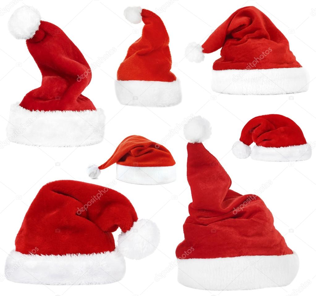 Collage of Santa hats