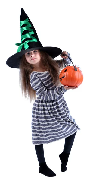 Meisje heks in hoed — Stockfoto