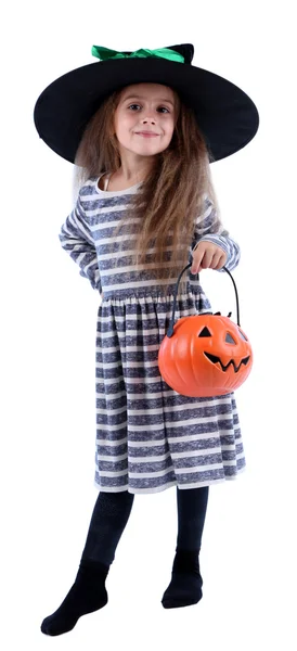 Niña bruja en sombrero — Foto de Stock