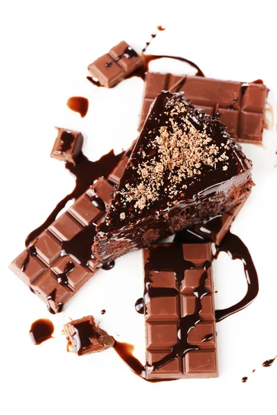Leckerer Schokoladenkuchen, Nahaufnahme — Stockfoto