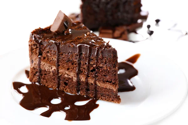 Delicioso pastel de chocolate, primer plano —  Fotos de Stock