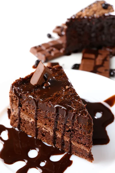 Delicioso pastel de chocolate, primer plano —  Fotos de Stock