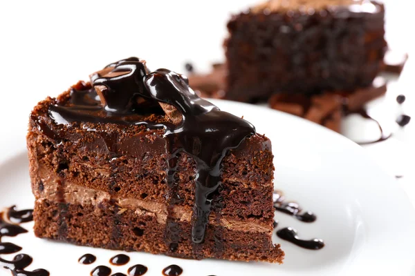 Lekkere chocolade cake, close-up — Stockfoto