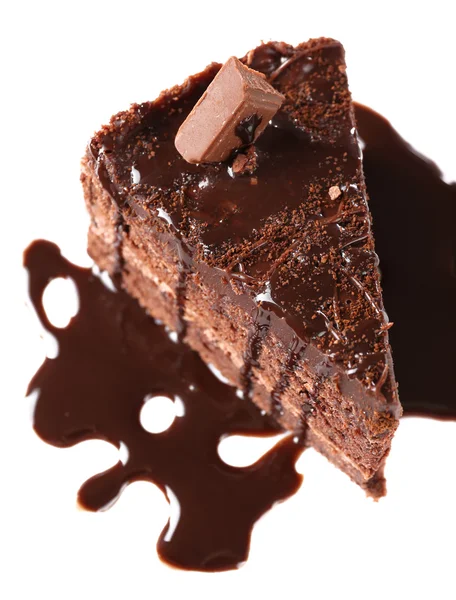 Yummy chocolate cake, close-up — Stock Photo, Image