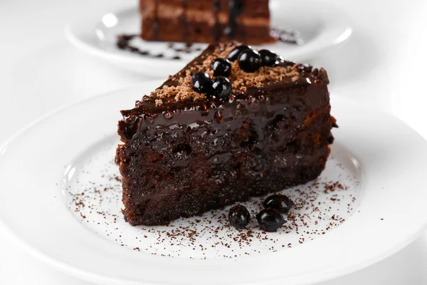 美味的巧克力蛋糕特写 — 图库照片
