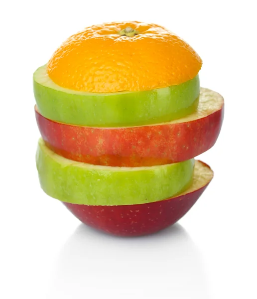 Fresh sliced fruit isolated on white — Stock Photo, Image