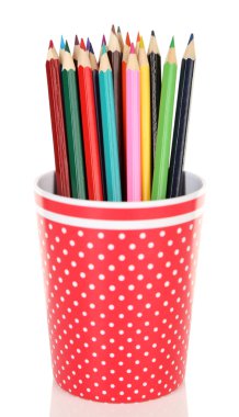 Plastik kap içinde renkli kalemler