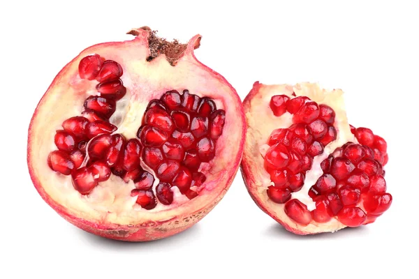 Juicy ripe pomegranates, isolated on white — Stock Photo, Image