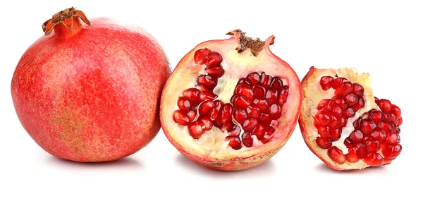 Juicy ripe pomegranates, isolated on white — Stock Photo, Image