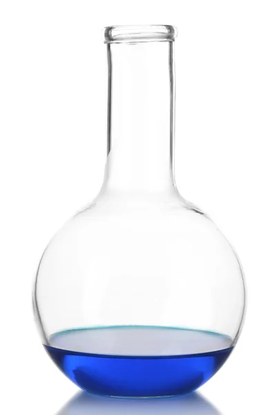 Frasco con líquido azul aislado en blanco — Foto de Stock