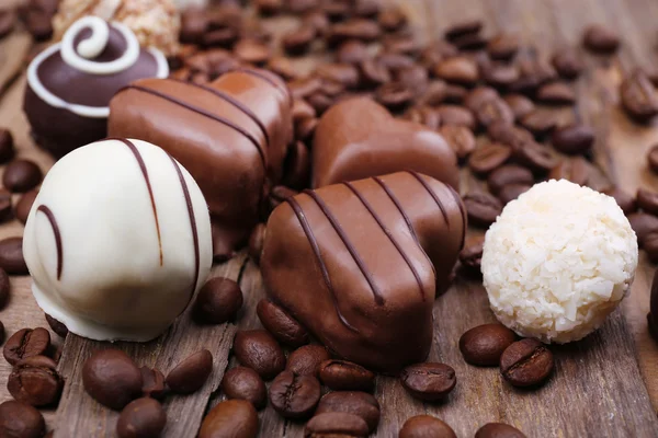 不同的咖啡豆巧克力 — 图库照片