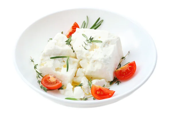 Feta-Käse isoliert auf weiß — Stockfoto