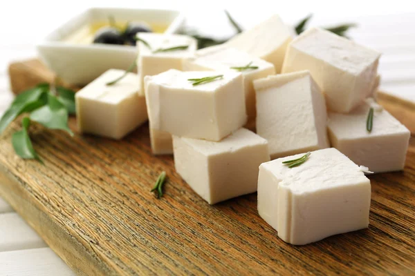 Feta cheese on table close-up — Stock Photo, Image