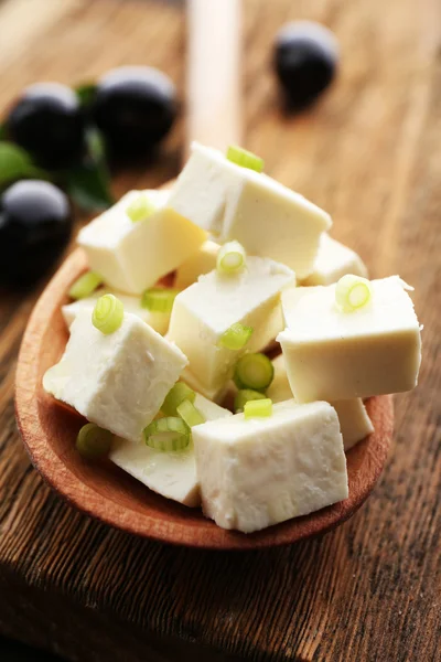 Feta cheese on table close-up — Stock Photo, Image