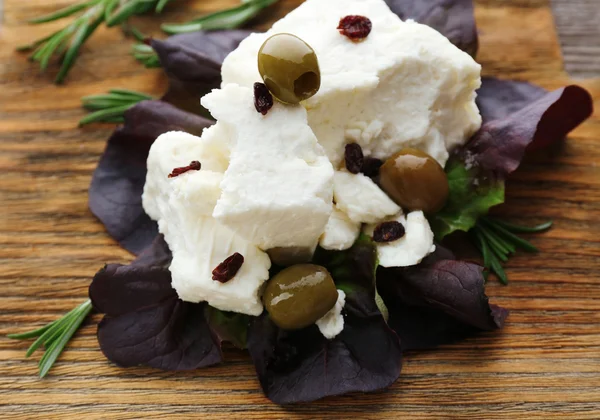 Feta cheese with olives — Stock Photo, Image