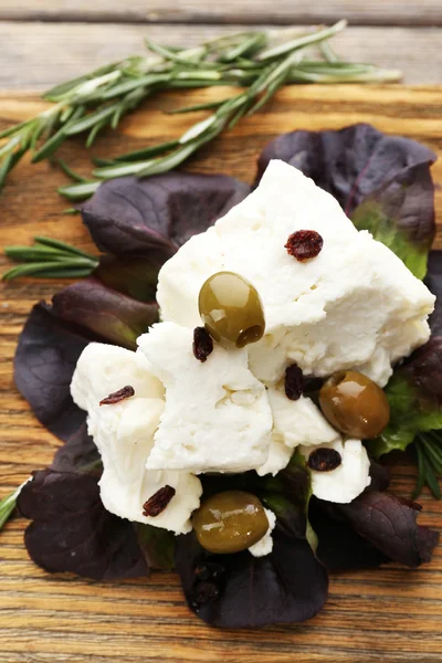 Feta cheese with olives — Stock Photo, Image