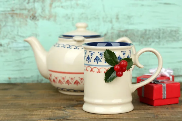 Christmas cup of hot drink — Stock Photo, Image