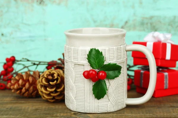 Christmas cup of hot drink — Stock Photo, Image