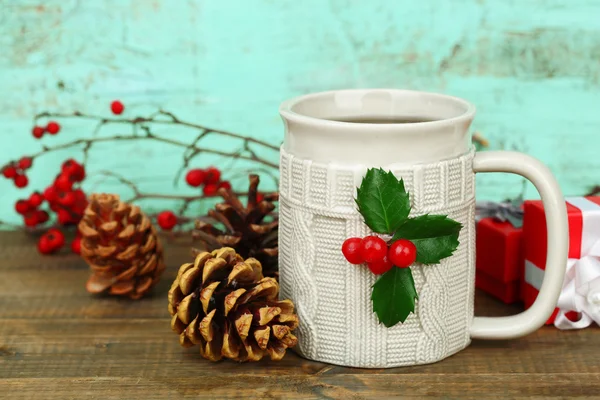 Christmas cup of hot drink — Stock Photo, Image