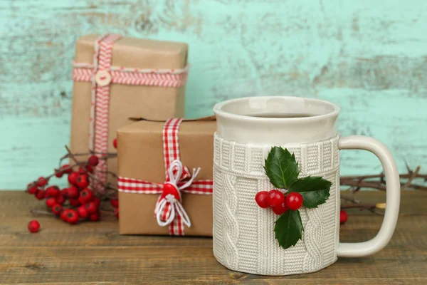 Christmas cup of hot drink — Stock Photo, Image