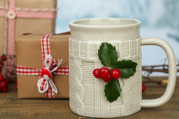 Christmas cup of hot drink — Stock Photo, Image