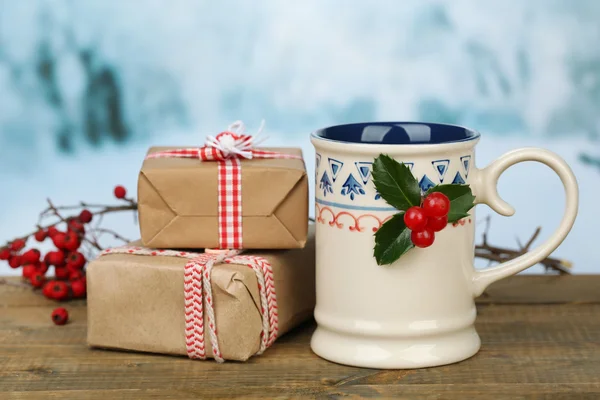 Christmas cup of hot drink — Stock Photo, Image