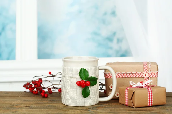 Christmas cup of hot drink — Stock Photo, Image