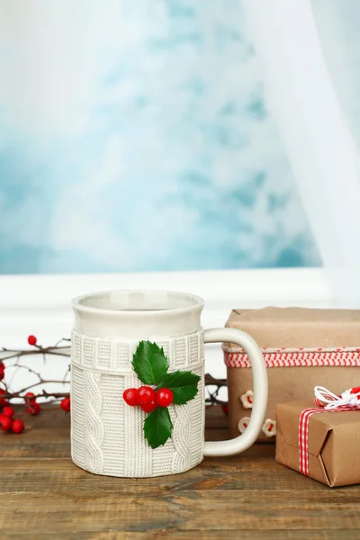 Christmas cup of hot drink — Stock Photo, Image