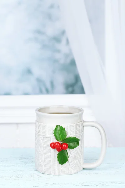 Christmas cup of hot drink — Stock Photo, Image