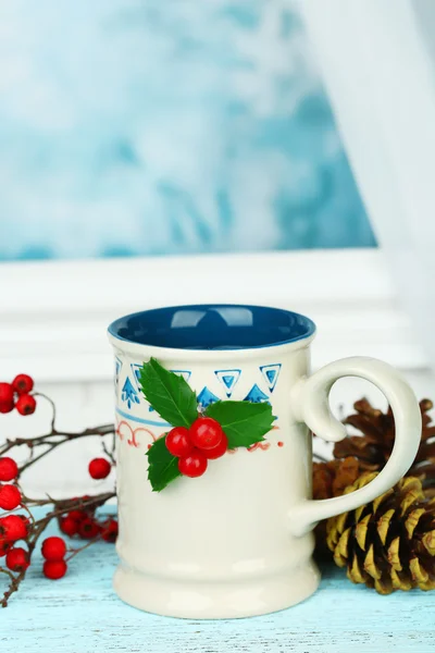 Christmas cup of hot drink — Stock Photo, Image