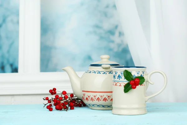 Christmas cup of hot drink — Stock Photo, Image