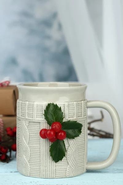 Christmas cup of hot drink — Stock Photo, Image