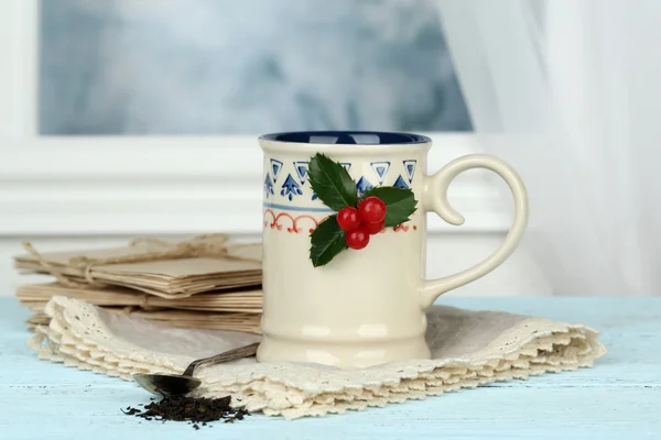 Christmas cup of hot drink — Stock Photo, Image